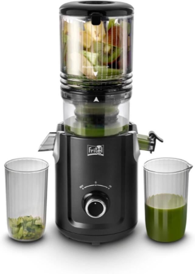 Fritel SJ 5330 Slow Juicer met Cold Press Functie – Sapcentrifuge voor Fruit & Groenten – Grote Vulopening 128 mm – Zwart
