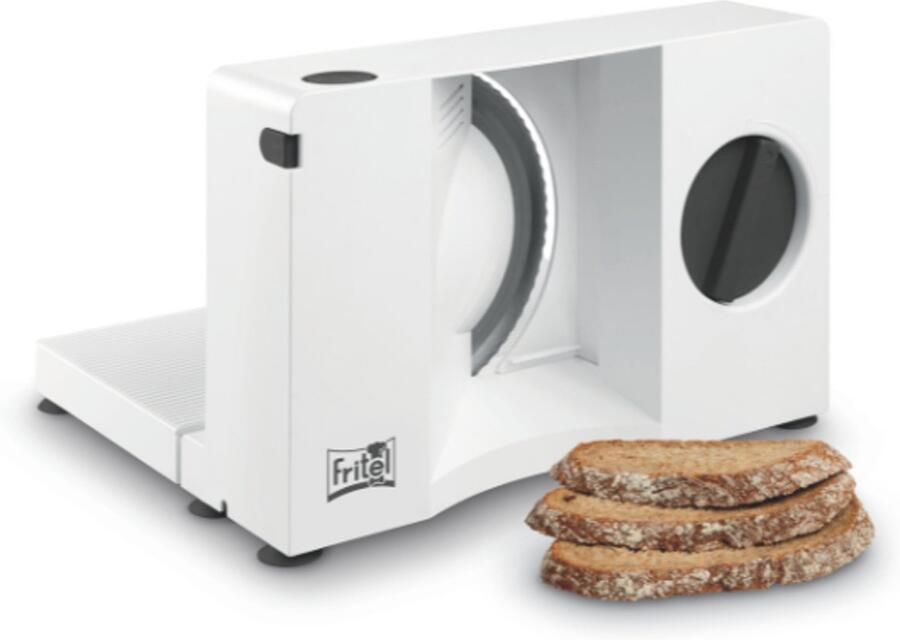 Fritel SL 3081 Allessnijder – Broodsnijmachine en Snijmachine voor Charcuterie Groenten & Fruit – Opvouwbaar – Instelbare Snijdikte 0-20 mm – Wit Zwart