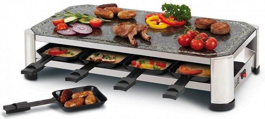 Fritel Steengrill SG 2180 Hotstone Grill Raclette Kerst Natuursteen 1500W 49 5x27cm PFAS-vrij 2 tot 8 Pers. + 8 Raclettepannetjes & Spatels - Foto 4