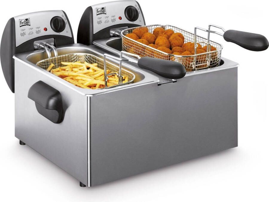 Fritel Friteuse FR 1355 Duo – Dubbele Frituurtoestel Frituurpan Friteuse dubbel Frituurpan dubbel Familiefeest 2 x 3 liter- 2x 2200W