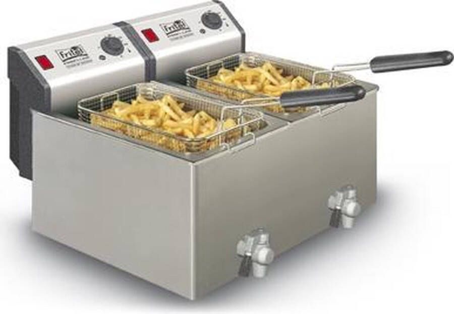 Fritel Friteuse Profi 4920 Professionele Frituurketel Frituurpan Friteuse dubbel Frituurpan dubbel 2x 8L 2x 3300W + Kraan Horeca