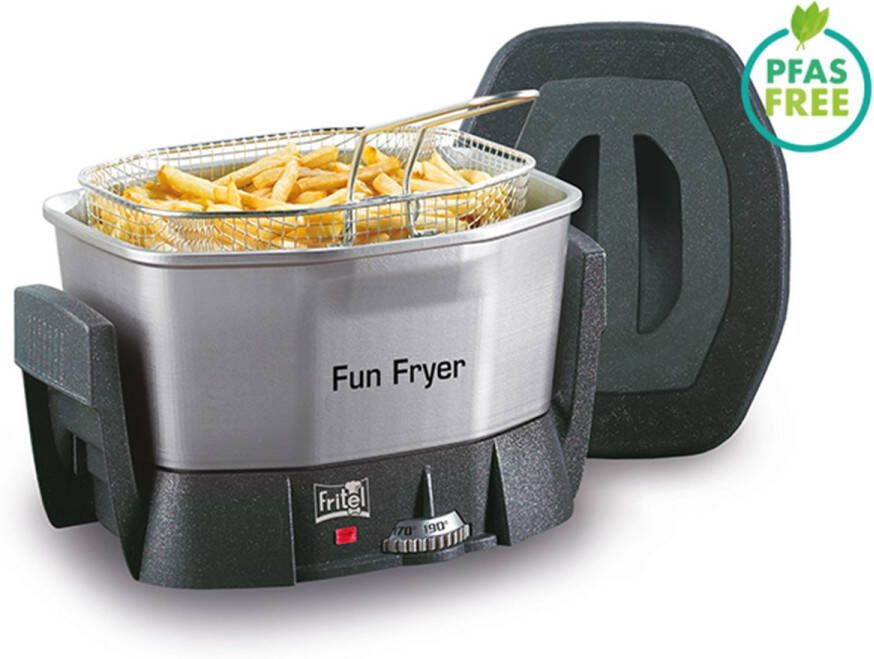 Fritel Fun Friteuse FF 1200 Snack Frituurpan Fondue + Friteuse 1 5L 1400W Antistofdeksel 2 tot 6 Pers.- PFAS-vrij