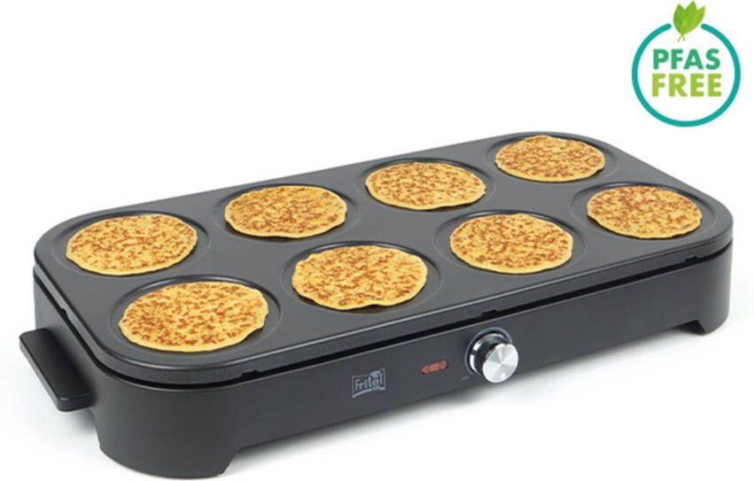 Fritel PM 2260 Pancake Maker Pannenkoekenmaker Pancake Party 1500W Pannenkoeken 8x15 cm- 1 tot 8 Pers. + 8 Spatels & 1 Pollepel PFAS-vrij