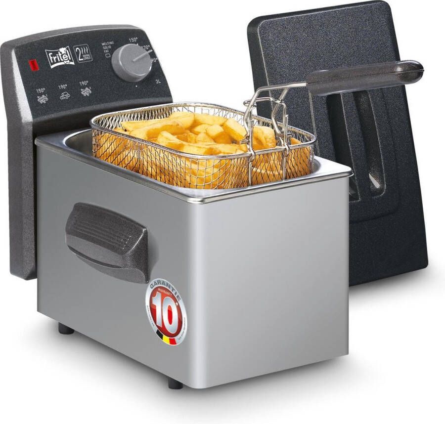 Fritel Frituurpan Turbo SF 4049 Frietketel met Antistofdeksel Friteuse voor Olie + Vast Vet 1-2 pers. Frituurketel 2000W 2L