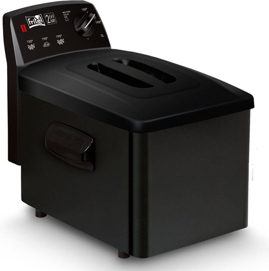 Fritel Frituurpan Turbo SF 4151 Frietketel met Antistofdeksel Friteuse voor Olie + Vast Vet 2-4 pers. Frituurketel 2400W 3L Zwart
