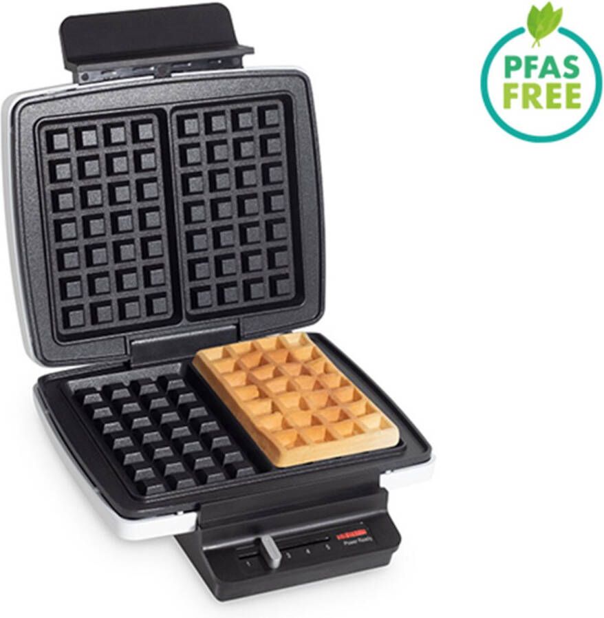 Fritel Wafelijzer A201 Wafelapparaat Wafelbakijzer 4x7 23x24cm 1200W Anti-aanbaklaag Vaste platen Wit PFAS-vrij