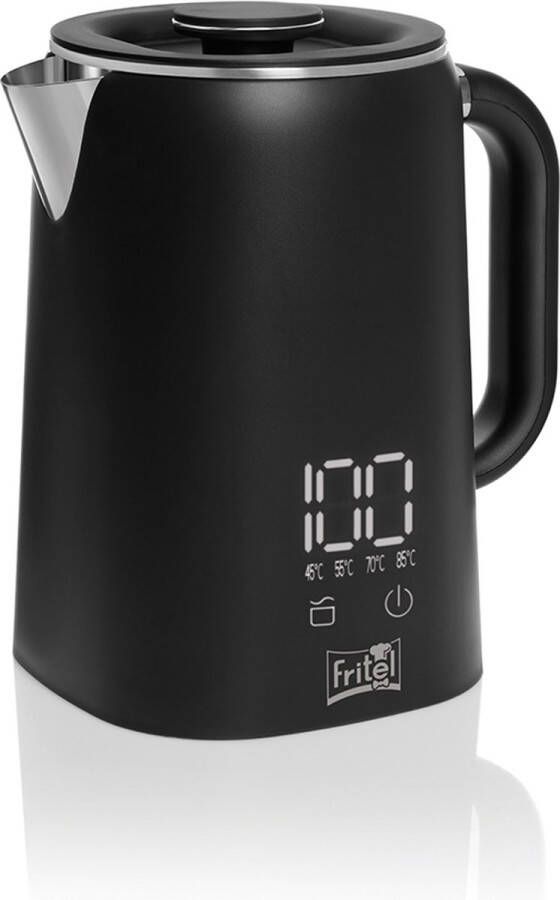 Fritel WK 2595 Waterkoker 1 7 liter- Heetwaterkoker Waterverwarmer Touch display Antislipvoet Keep-Warm functie 1500W Zwart mat