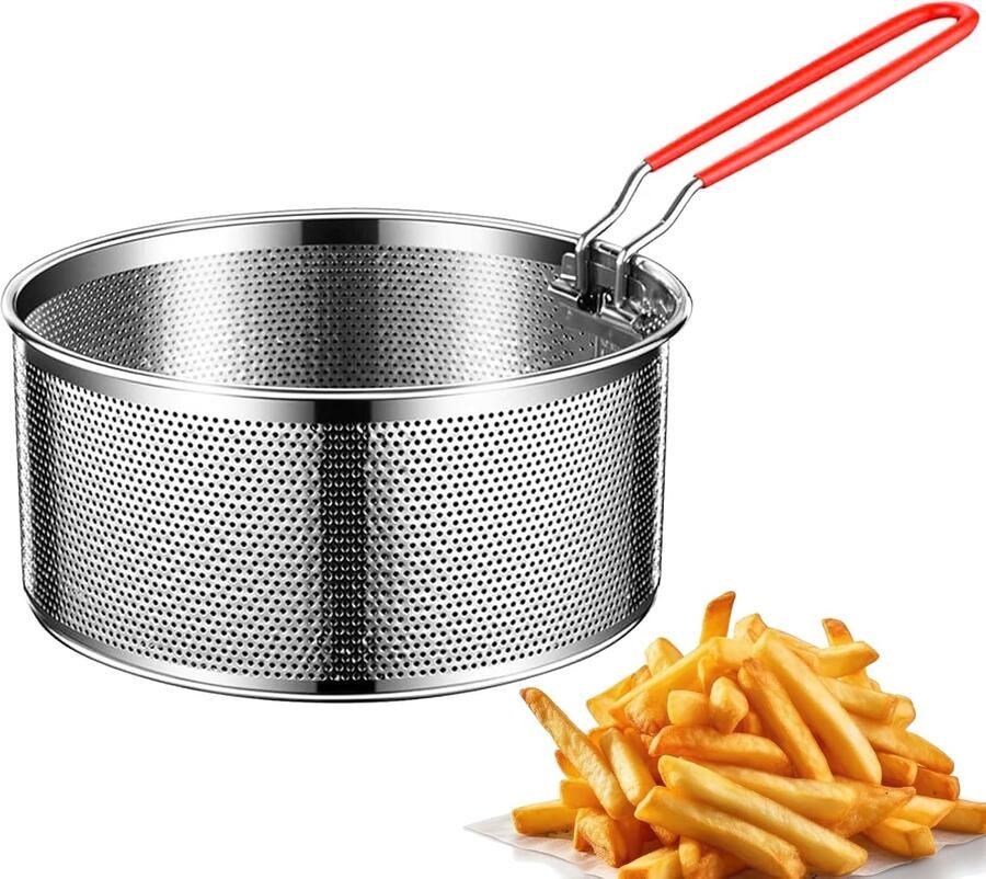 Friteuse mand 20 cm roestvrij staal afneembaar handvat ideaal voor frituren en koken ServiceTopper