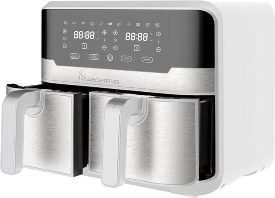 Frituurpan Dubbele Friteuse 9 Liter Inhoud 2400 W Vermogen Aluminium En Kunststof Voor Frituren Bakken Grillen Airfryer Met Dienbladen