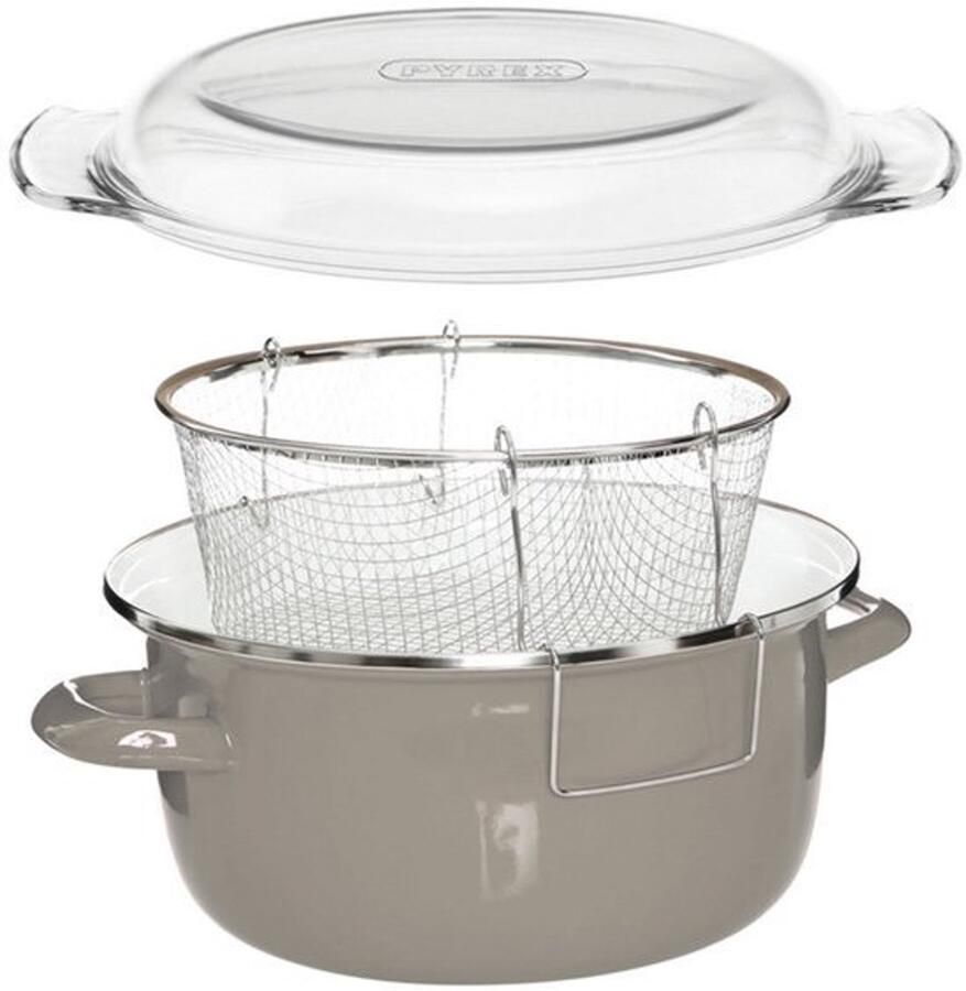 Frituurpan met Pyrex Deksel 5 liter Grijs