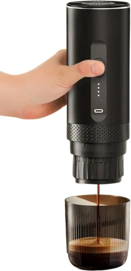 G&G draagbare espressomachine Espresso apparaat Koffiemachine Koffiezetapparaat Cups Gemalen koffie Onderweg Zwart