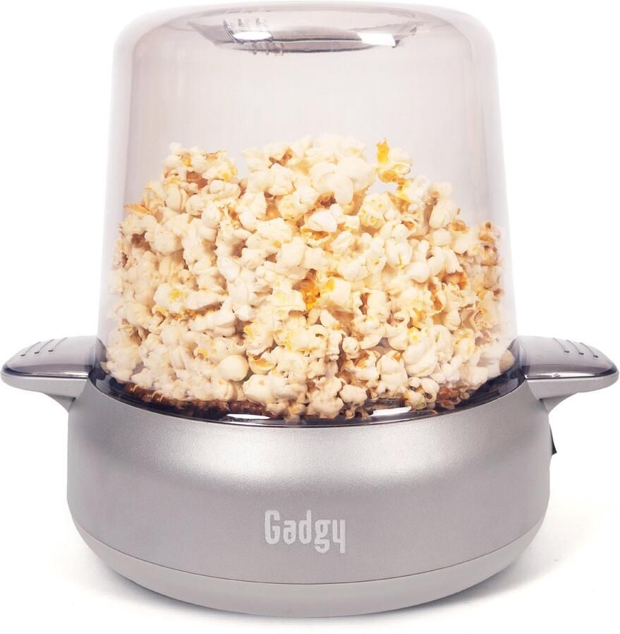 Gadgy Premium Popcornmachine – Popcornmaker Vers & Huisgemaakt Popcorn in 4–5 Minuten 500W Zilver