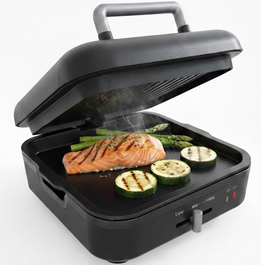 Gadgy Premium Express Grill – 3-in-1 Contactgrill Tafelgrill & Paninimaker – 1400W – Met Uitneembare Antiaanbakplaat en 180° Draaimechanisme – Temperatuurregelaar – Vetarm Grillen