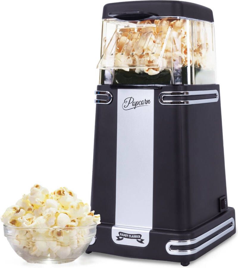 Gadgy Popcorn Machine Retro Zwart Hete Lucht Popcorn Maker- 26 5 x 14 CM Funcooking voor Party & Kids