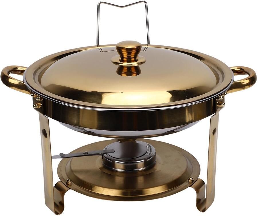 GARRYFIZH Ronde Chafing Dish – 5L – Warmhoudfunctie – Inclusief Brandpastahouder – Voor Buffet en Catering