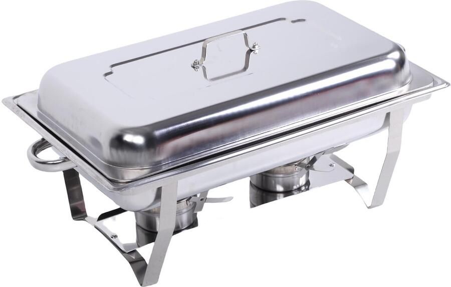 GARRYFIZH RVS Rechthoekige Chafing Dish Buffetset Zilverkleurige Warmhoudschaal 65 × 32 × 36 cm met Alcoholbranders Catering Buffetverwarmer voor Feesten Bruiloften & Hotels