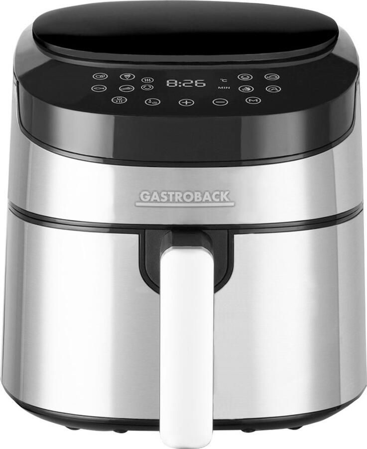Gastroback Design Air Pro Enkel 3 7 l Vrijstaand 1300 W Heteluchtfriteuse Zwart Roestvrijstaal