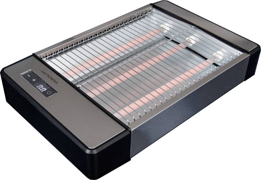 Gastronoma 18140003 Platte broodrooster met groot toastoppervlak digitale timer en 6 bruiningsniveaus Grijs