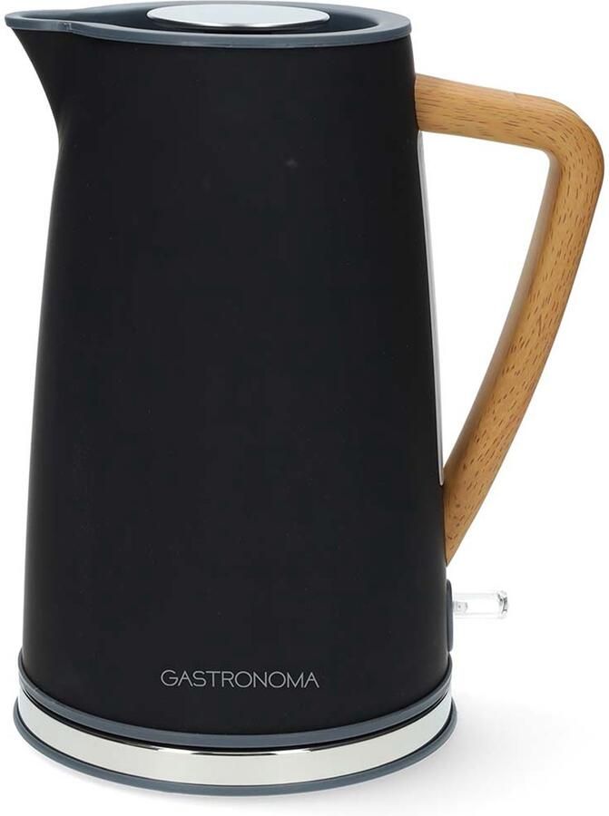 Gastronoma 18130006 Waterkoker met groot waterreservoir van 1 7 L en kalkfilter Zacht aanvoelende behuizing met roestvrijstalen afwerking 2200 W Zwart