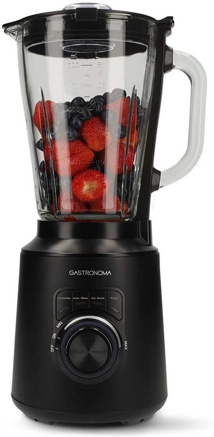 Gastronoma Blender 1500W 1 5L glazen kan Variabele snelheid Pulsfunctie Smoothie- ijscrush- en zelfreinigingsfunctie Zwart