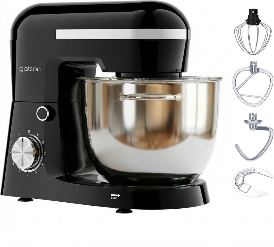 Gatson 1500W Keukenmachine 10 Snelheden 5L Mengkom Dubbele Handvat Keukenrobot Keukenmixer Foodprocessor