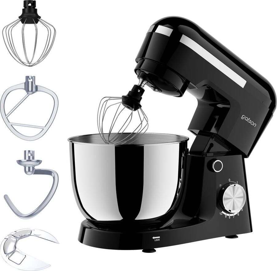 Gatson 1500W Keukenmachine 12 Snelheden 5L Mengkom Dubbele Handvat Keukenrobot Keukenmixer Foodprocessor