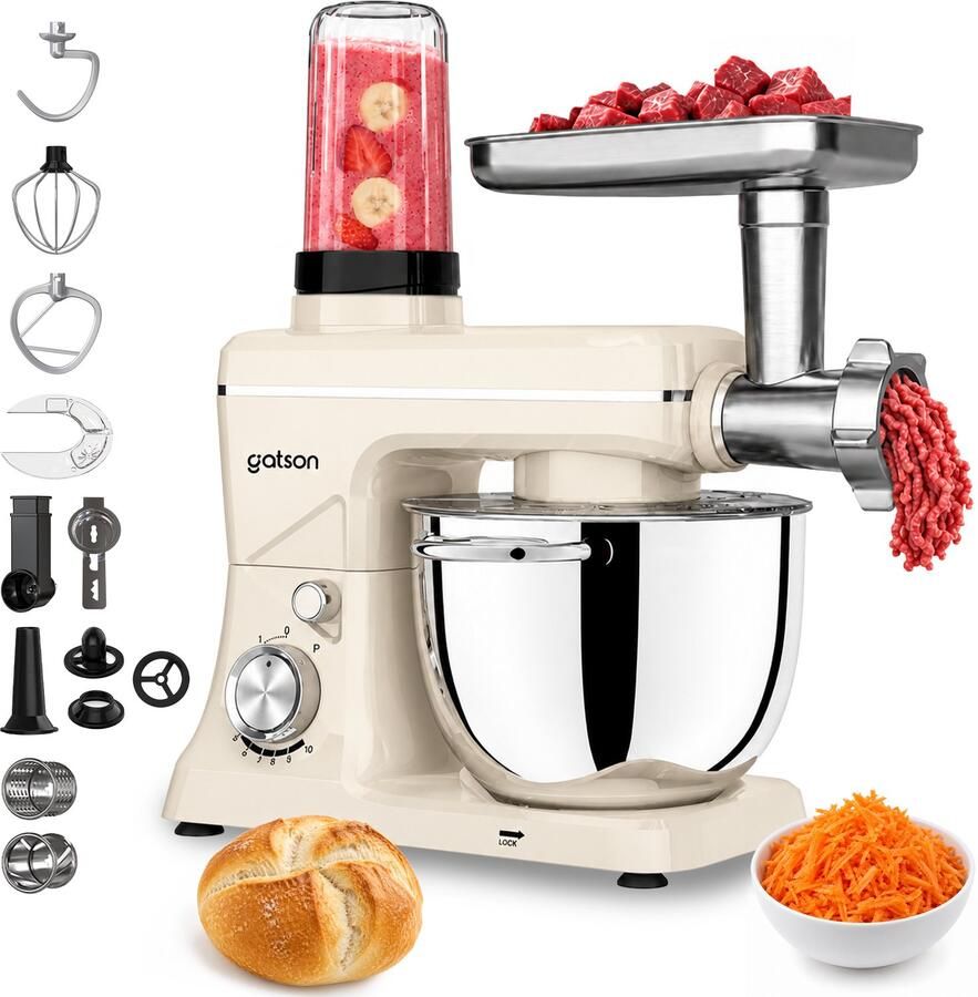 Gatson Multifunctionele Keukenmachine Blender Vleesmolen Koekjesmaker & Groentesnijder Keukenmixer Keukenrobot Foodprocessor Mixer Met Mengkom