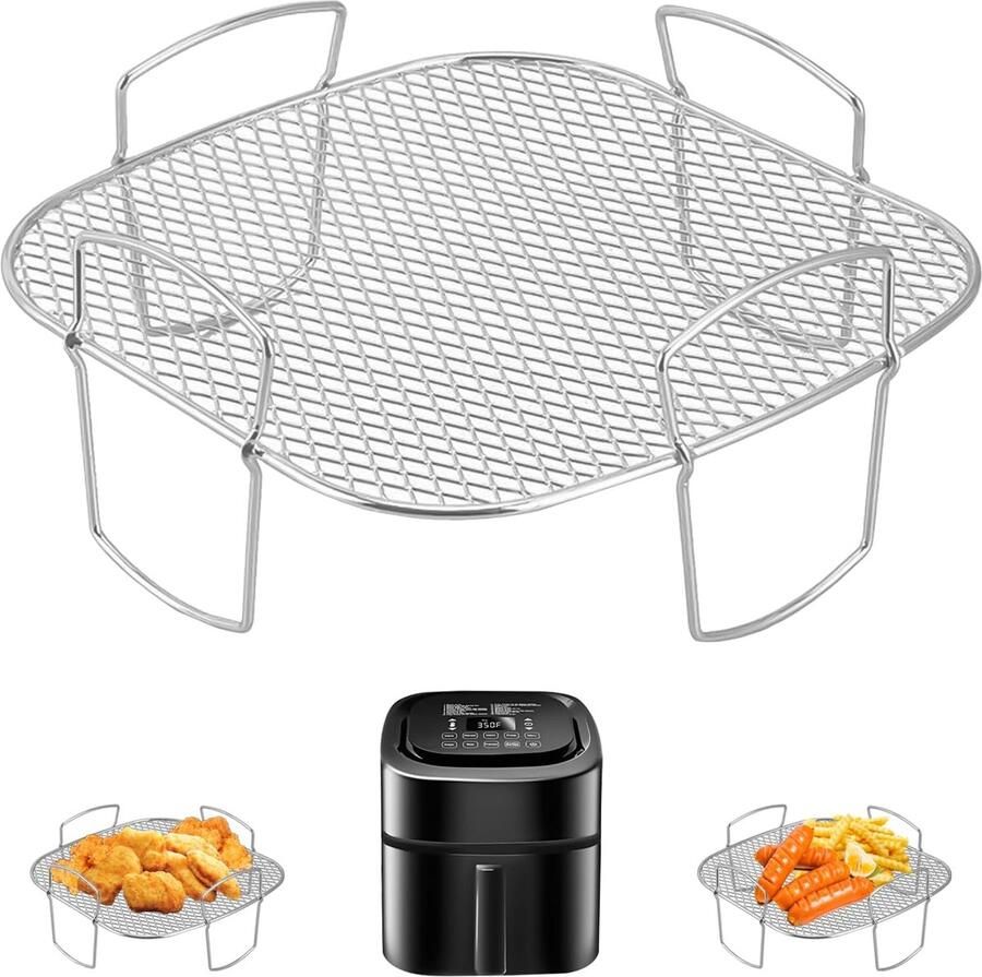 Geen handelsmerk Vierkant airfryer rooster Airfryer bakvorm Airfryer accessoires Roestvrij staal 20 5 cm