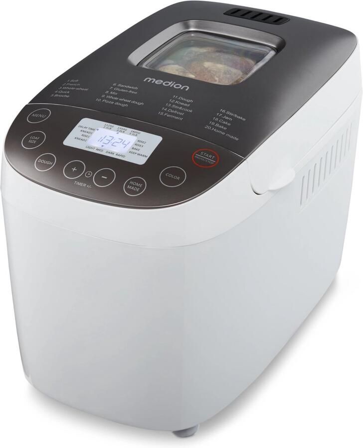 Geen Mark Broodbakmachine 950W Automatisch broodmaker met 20 bakprogramma's 3 bruiningsstanden warmhoudfunctie 1 7 kg capaciteit