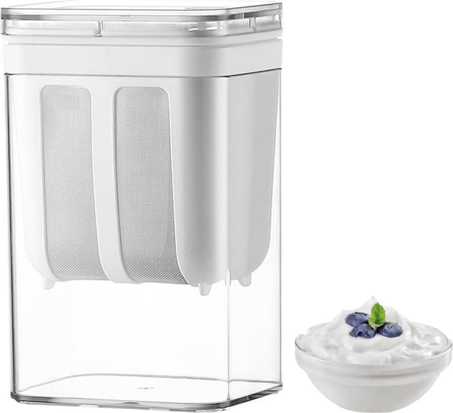 Geen merk Griekse Yoghurt Zeef 1100ml – RVS Yoghurt Maker met Fijne Mesh Zeef – Whey Separator – Kwarkmaker – Sojamelk & Notenmelk Filter – Herbruikbare Roestvrijstalen Yoghurt Strainer