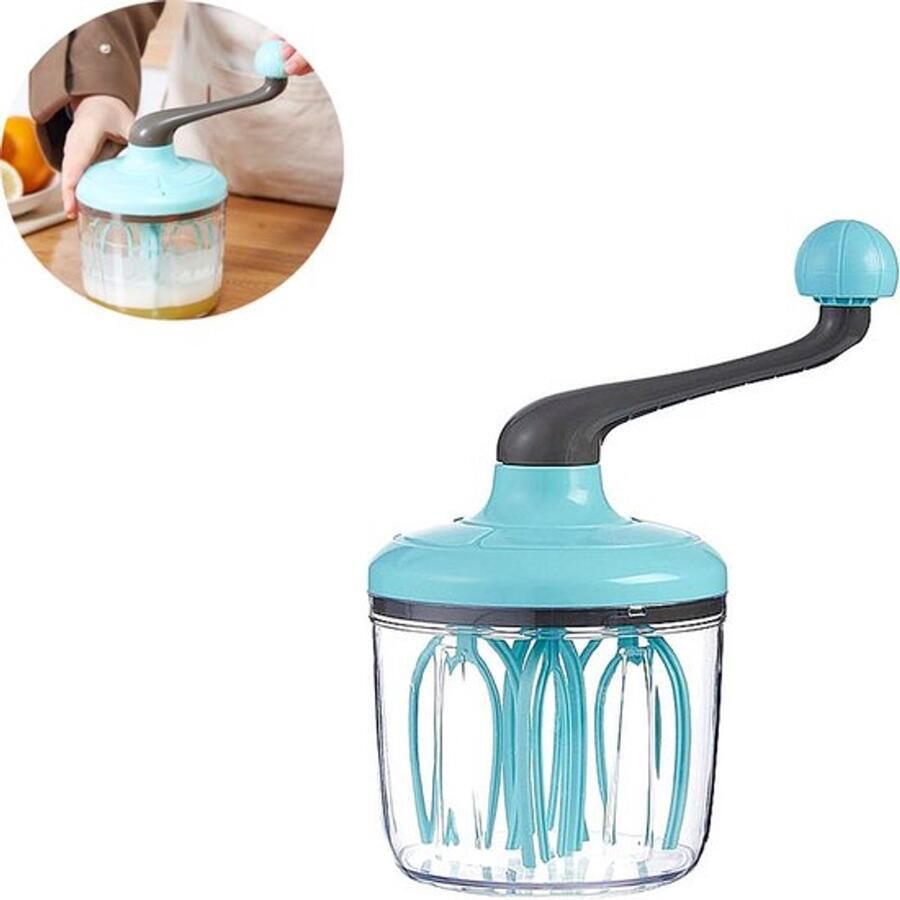 Geen merk Melkschuimer Handmatige melkschuimer Eierklopper Melkschuimer Handmixer Eierklopper Slagroomschuimer Slagroomgarde Handmatige slagroomgarde Keuken- en bakgebruik Eierklopper Blauw