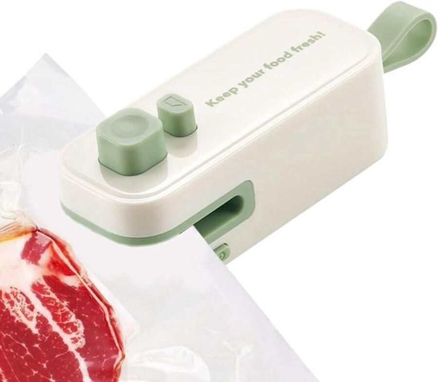 Geen merk Mini sealmachine Miniatuur verwarmde sealmachine Accessoire voor voedselconservering geschikt voor keukens reizen kamperen picknicks en verhuizingen Groen