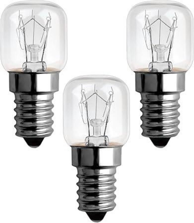GelldG 3 Stuks Lampen voor afzuigkappen Ovenlamp E14 25W 2300K Warmwit Hittebestendig tot 300°C Geschikt voor Afzuigkap Oven Magnetron en Koelkast Metalen Behuizing E14 Fitting