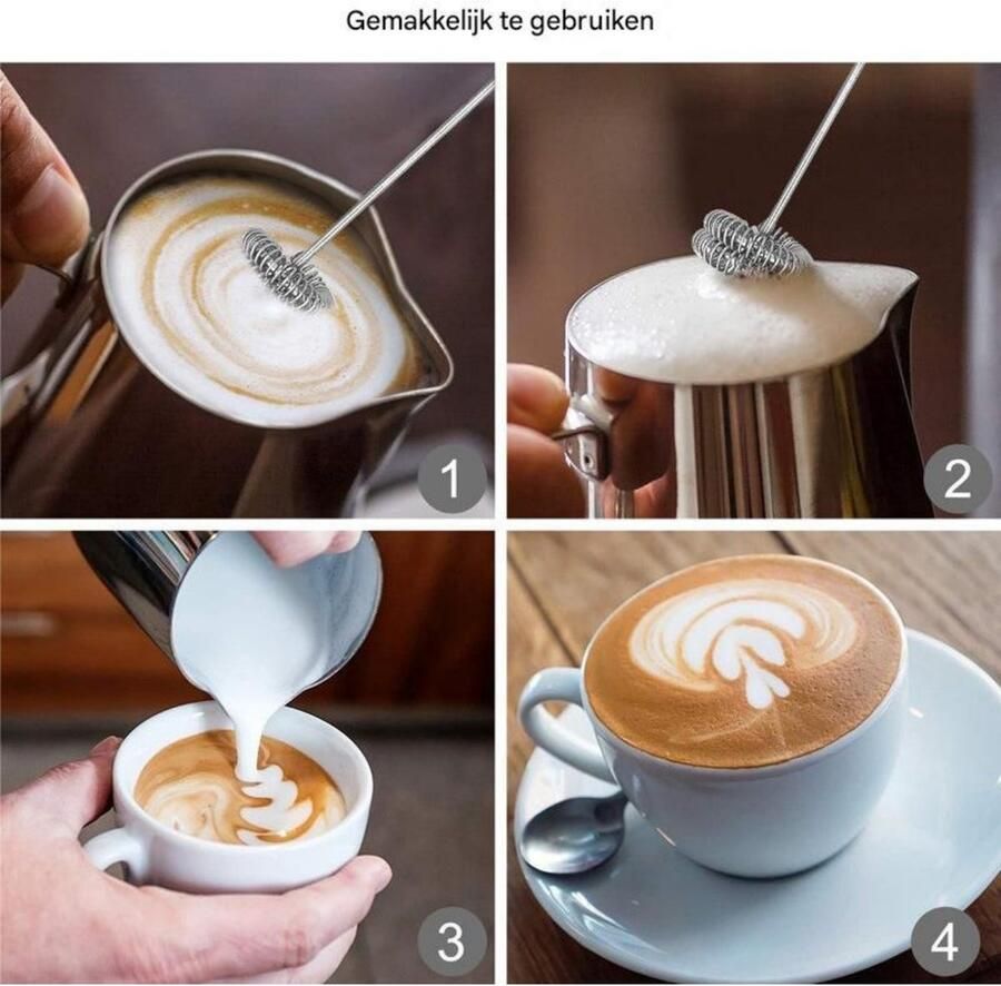 YOZHIQU Elektrische Op Batterijen Werkende Melkopschuimer 25 5x3cm Oplaadbaar met USB-C Dubbele Quirl voor Koffie Latte Cappuccino Slagroom Macchiato Eieren Klokken Geschikt voor Thuis en Kantoor - Foto 2