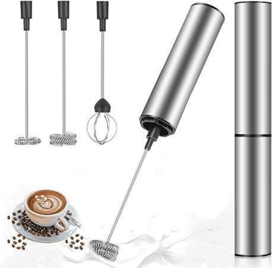 YOZHIQU Elektrische Op Batterijen Werkende Melkopschuimer 25 5x3cm Oplaadbaar met USB-C Dubbele Quirl voor Koffie Latte Cappuccino Slagroom Macchiato Eieren Klokken Geschikt voor Thuis en Kantoor - Foto 3