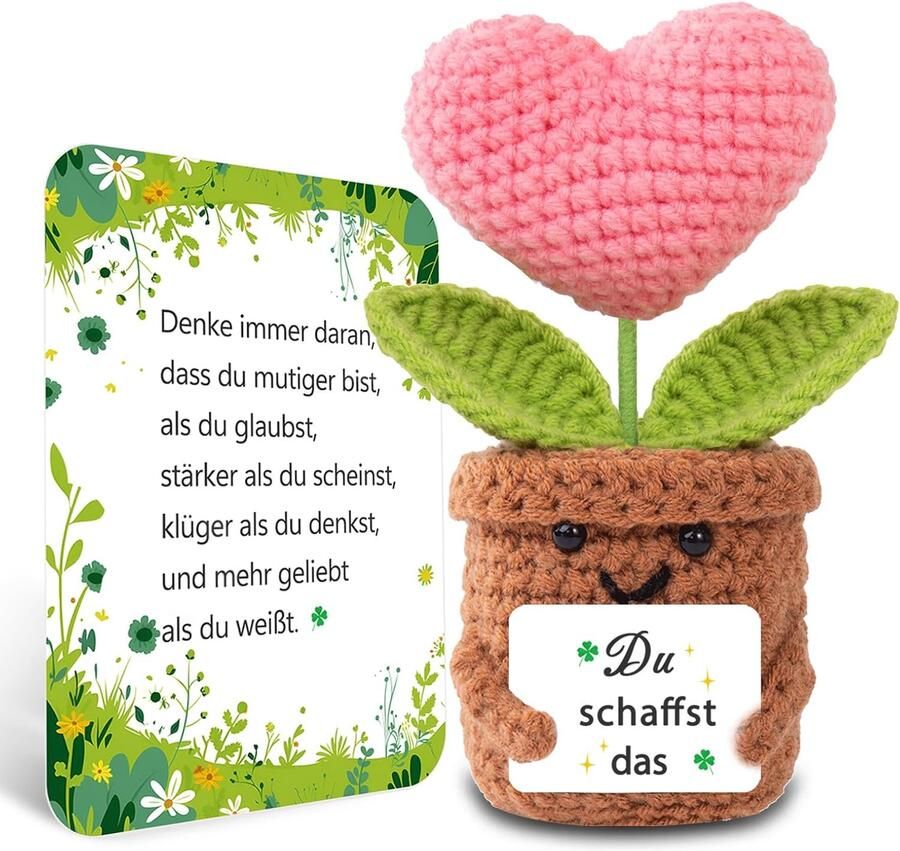 Gelukbrengers gebreide hartvormige bloemen bemoedigende cadeaus dankjewel cadeaus