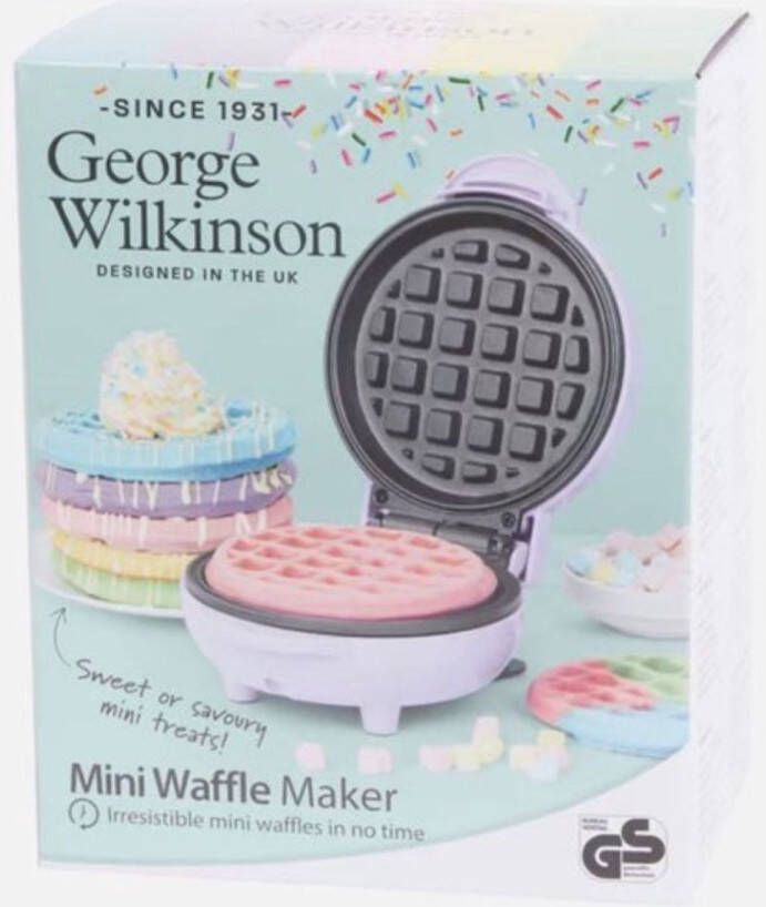 George Wilkinson Mini Wafelijzer Compacte Wafelmaker Met Anti Baklaag Paars