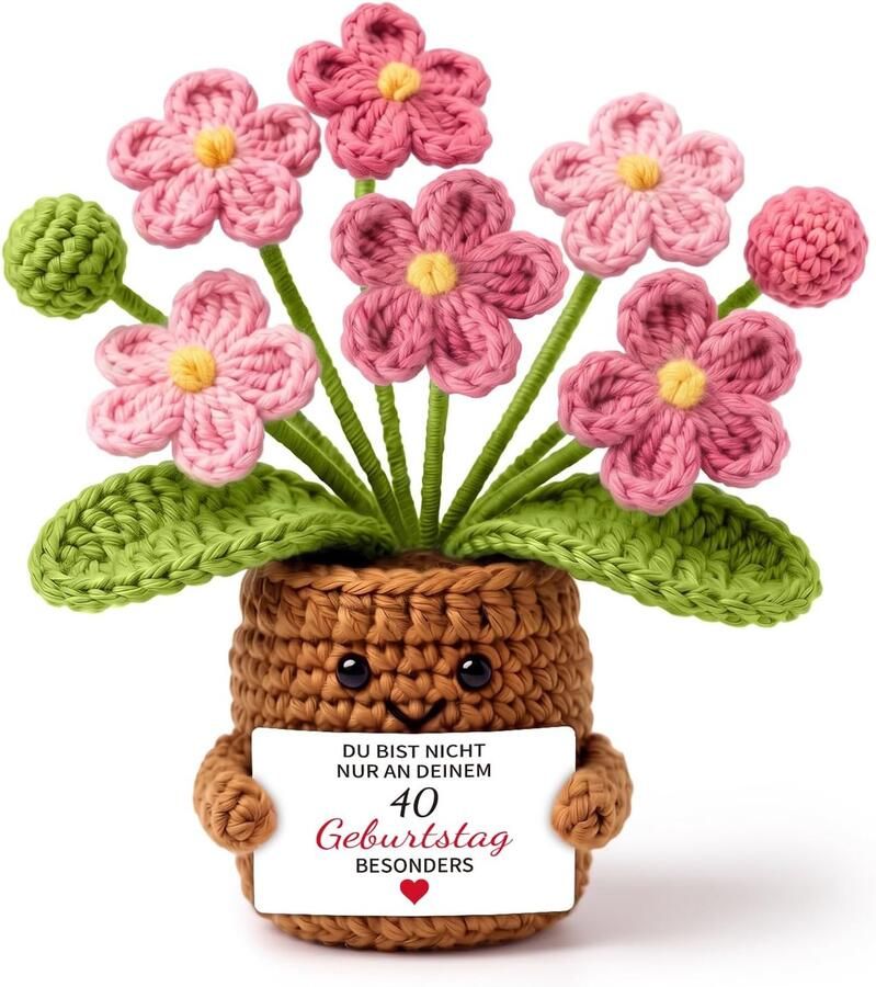 Geschenk voor 40e verjaardag gehaakte bloemen