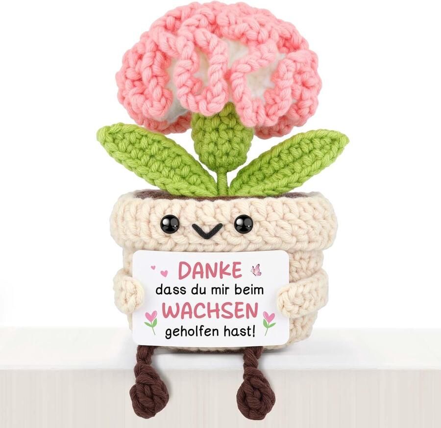 Geschenk voor leerkracht: gehaakte rozenknop