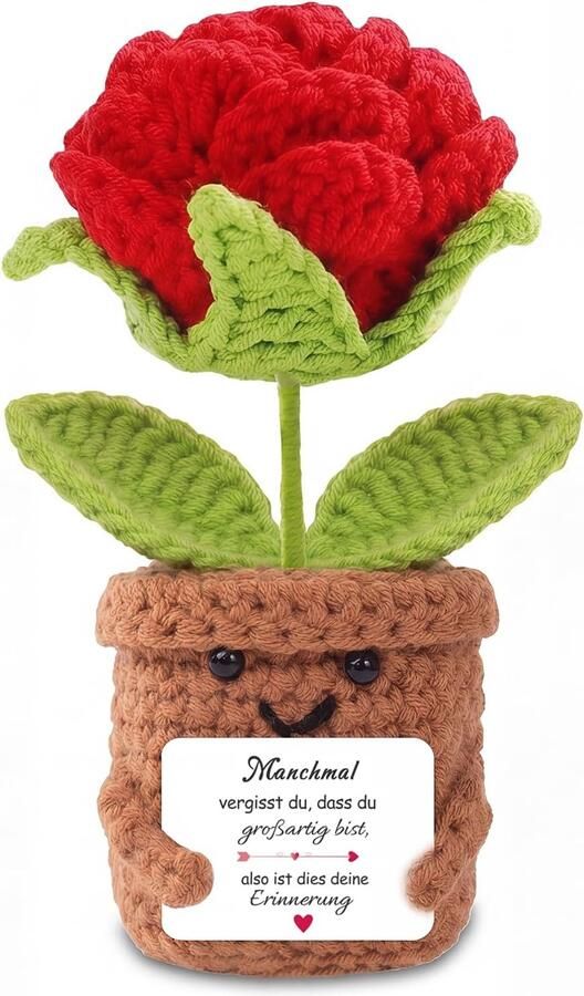 Geschenk voor vrouwen verjaardag handgehaakt vergeet-mij-niet met kaart Paasgeschenk