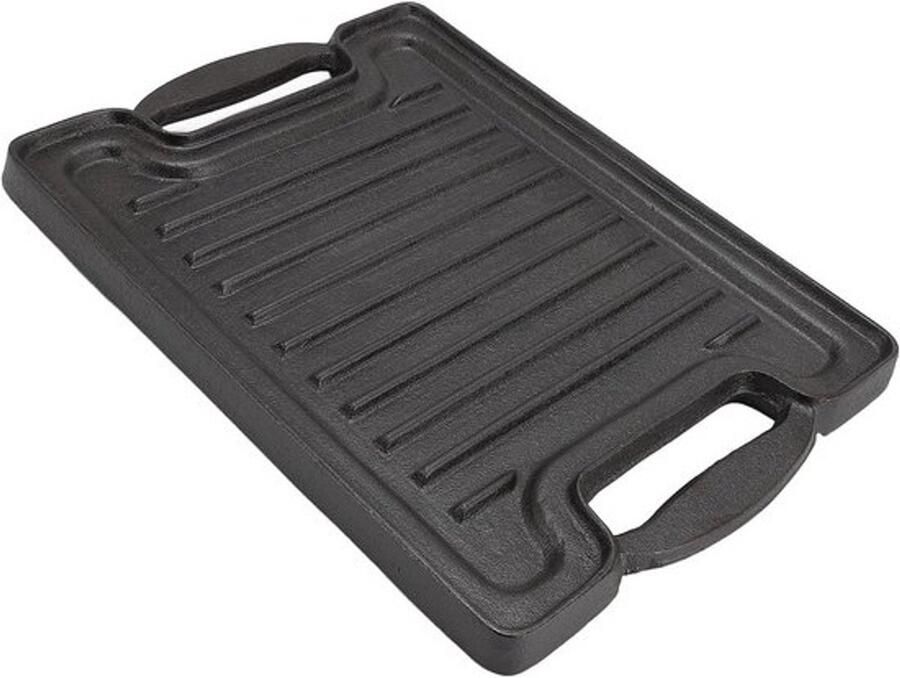 Gietijzeren BBQ-grillplaat Bakplaat Grill Buiten Koken Gelijkmatige Warmteverdeling 36x36x12 cm Zwart