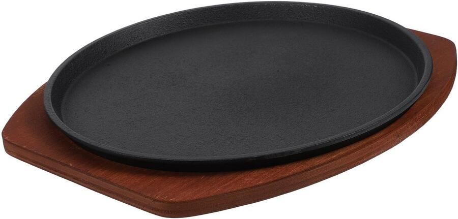 Gietijzeren grillplaat 27 cm met houten voet
