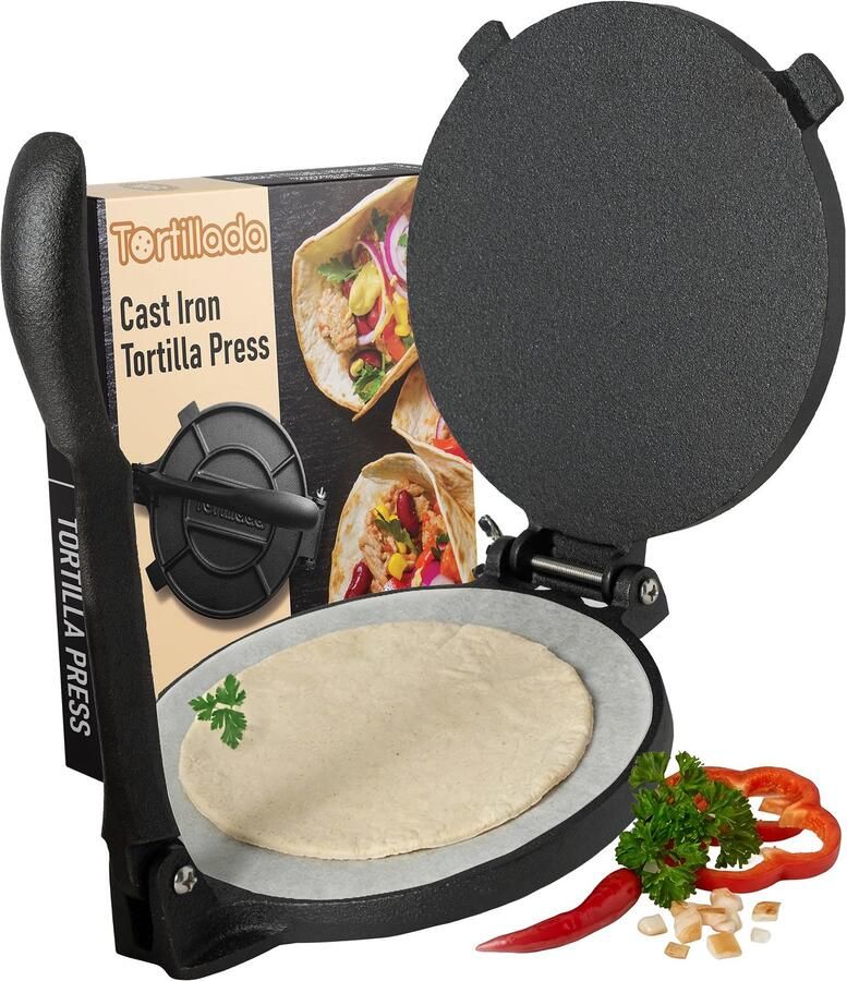 Gietijzeren Tortillapers 16 cm Voorgekruid