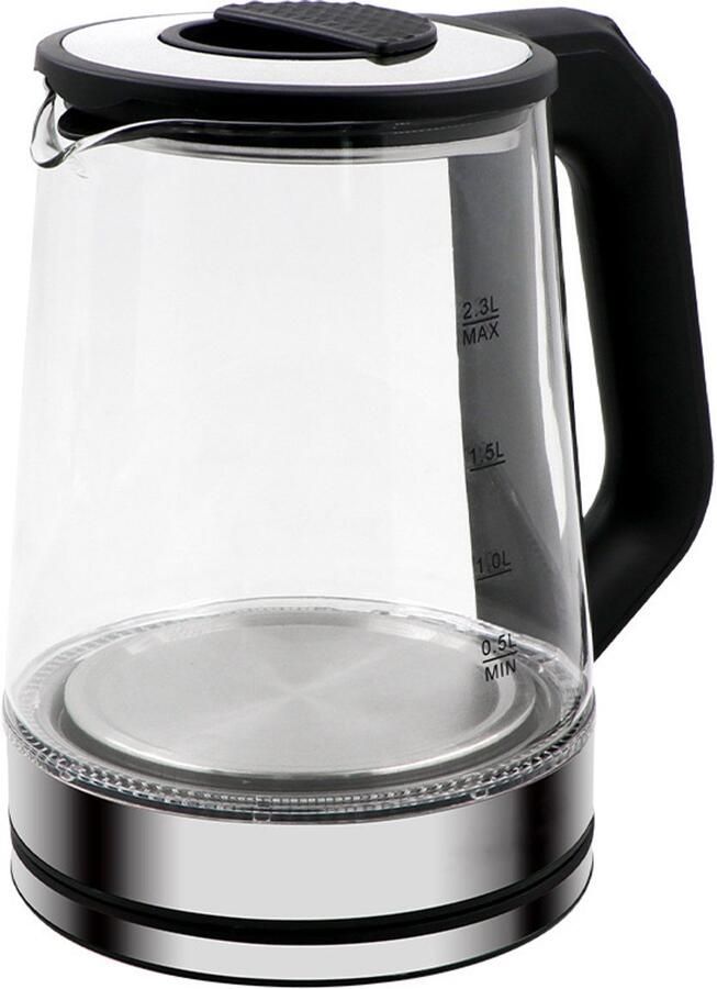 Gigicial Glazen waterkoker Elektrische waterkoker Krachtig 2000 Watt + Grote inhoud van 2 liter 1 stuk Gezond en milieuvriendelijk BPA-vrij + 360° draaibaar zwart