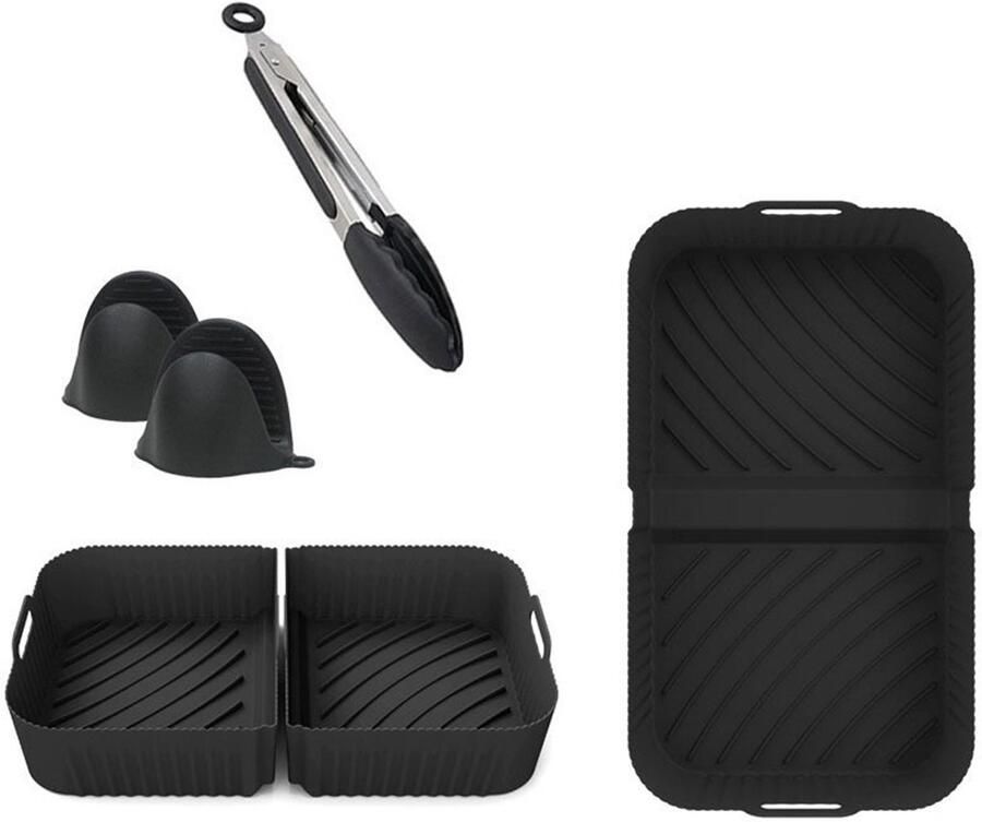 Gigicial Siliconen mandvoeringen voor de airfryer accessoires Voor AF500EU 500 modellen en vier airfryer standen 4-pack Zwarte herbruikbare mandvoeringen