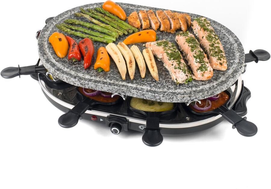 Giles & Posner 8-delige Tafel Raclette Grill 1200W 43x30cm Plaat