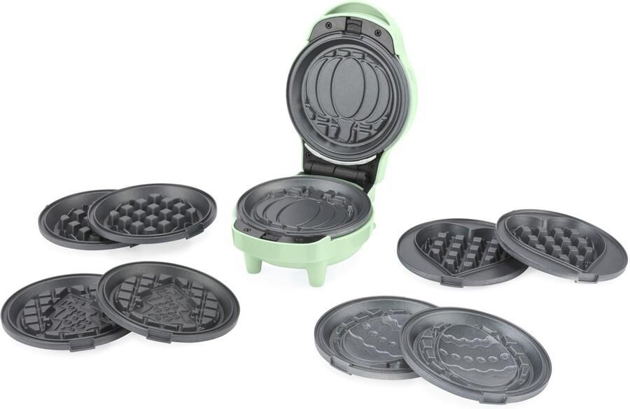 Giles & Posner Mini Wafelmaker 5-In-1 Antiaanbak Wisselbare Platen