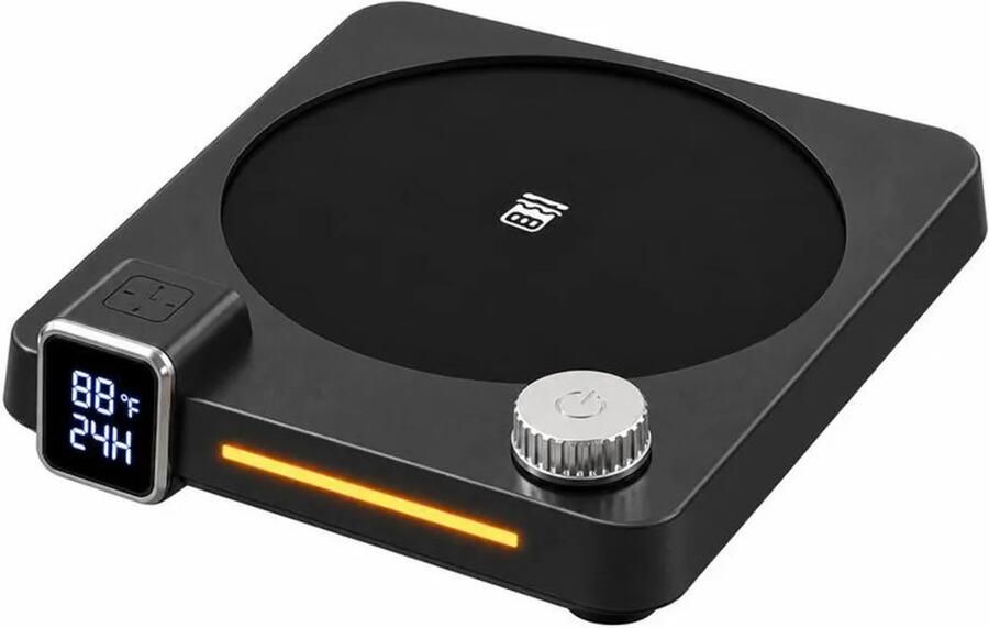 Gistthermostaat geschikt voor zuurdesemfermentatie met traploos instelbare verwarmingsplaat 24-uurs timer dubbele displays RGB-sfeerverlichting en zwarte kleur