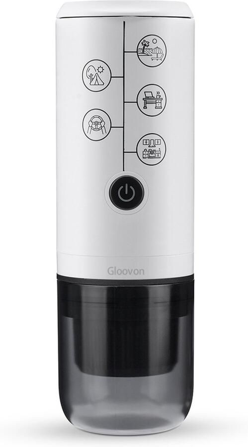 Gloovon 3-in-1 Draagbare Espressomachine Nespresso Dolce Gusto & Koffiepoeder 17 Bar USB-C Oplaadbaar Ideaal voor Auto Camping & Reizen Wit