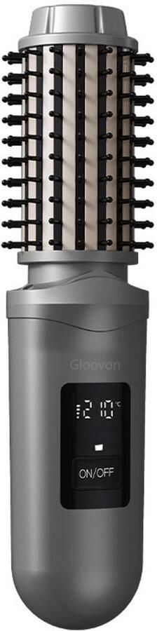 Gloovon Draadloze Stijlborstel Plasmatechnologie & Keratine Coating 3 Warmtestanden 30s Snel Opwarmen Inclusief Styling Set Grijs